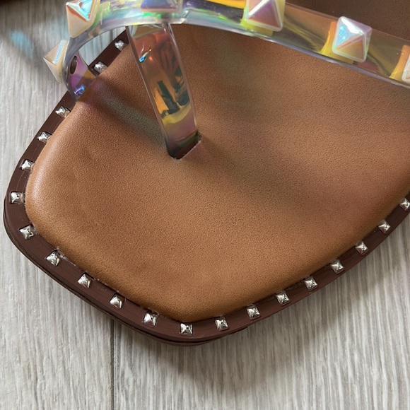 MADDEN GIRL New!! Heidi Holographic Studded Slip on Flats Sandals—Size 8– - Picture 4 of 7